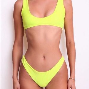 Neon yellow swimsuit